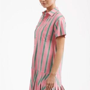 SMITH & QUINN Aspen Dress in Garden Party Stripe Pink Green Shirt Dress NWT $180